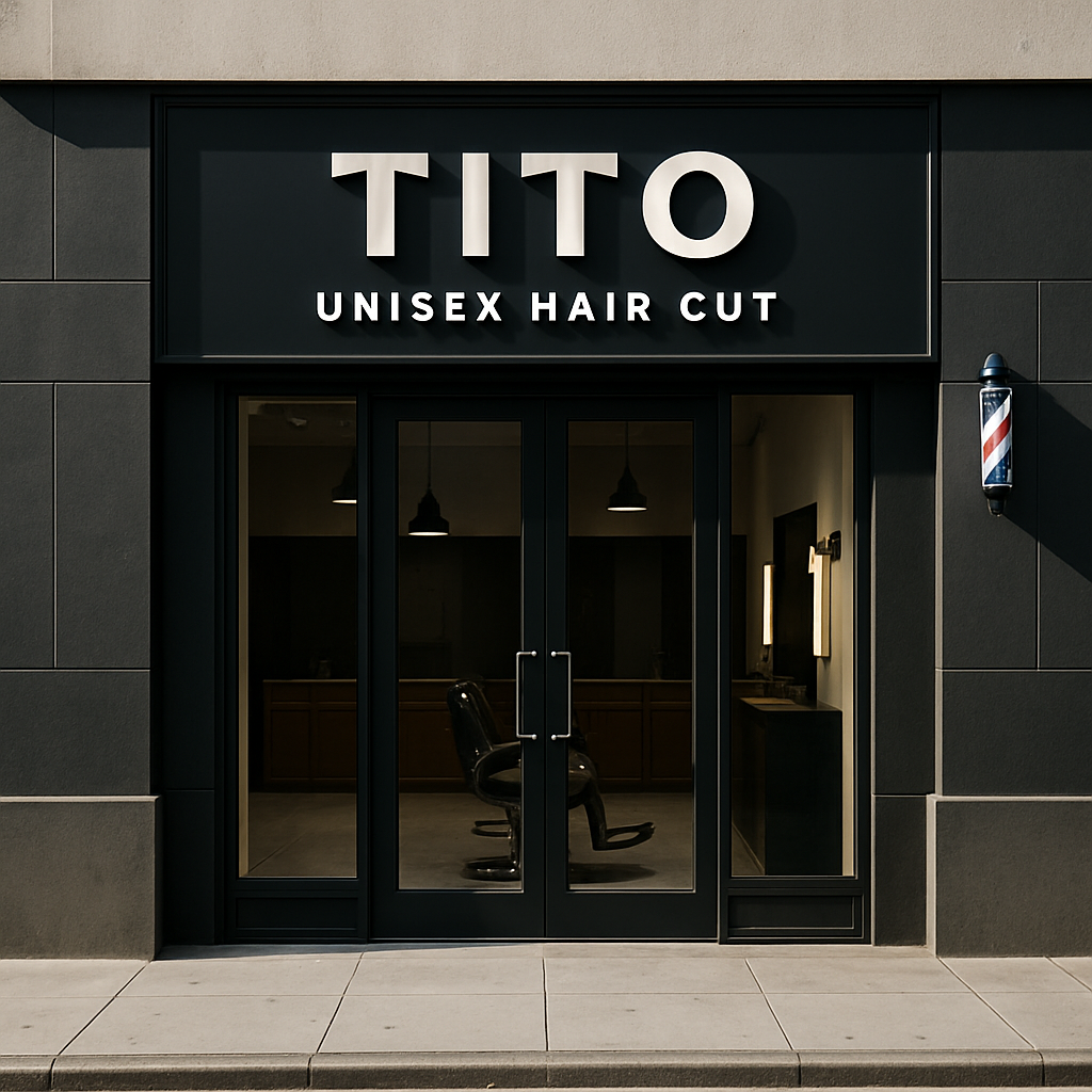 Exterior view of Tito Unisex Hair Cut barber shop in Bayamón with clear signage